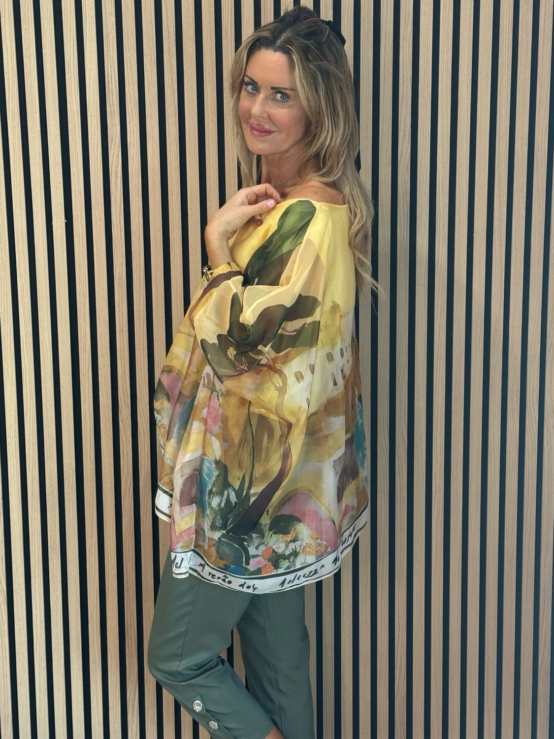 Cote D Azur Printed Oversized Top - Yellow