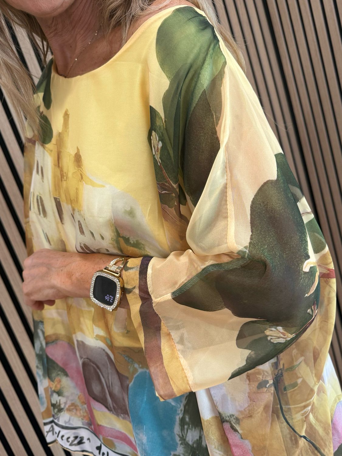 Cote D Azur Printed Oversized Top - Yellow