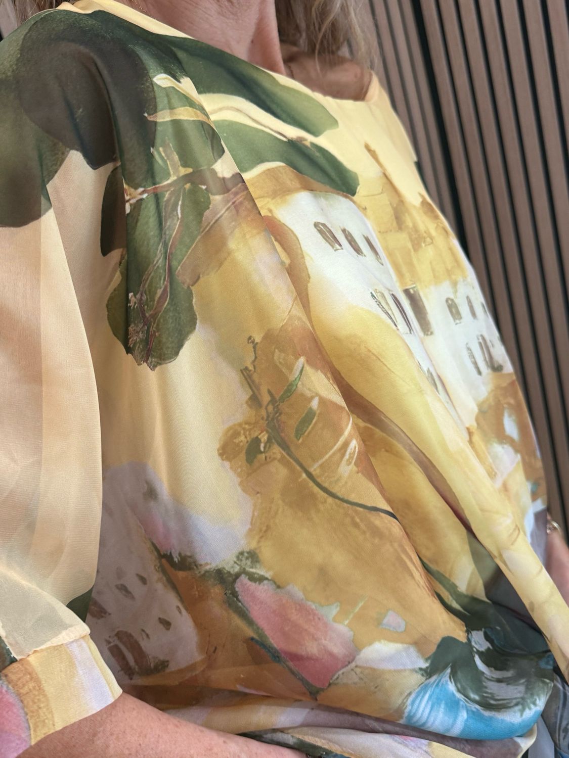 Cote D Azur Printed Oversized Top - Yellow