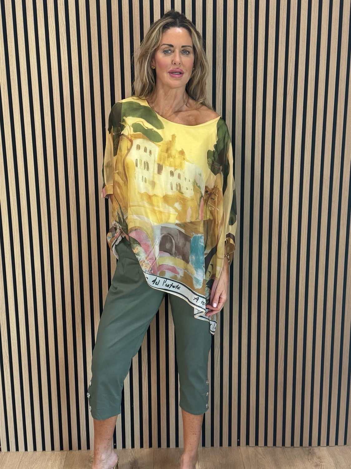 Cote D Azur Printed Oversized Top - Yellow