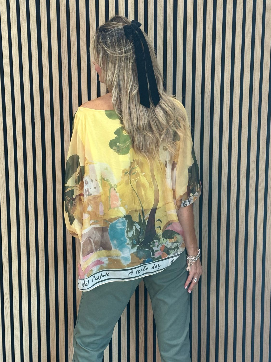 Cote D Azur Printed Oversized Top - Yellow