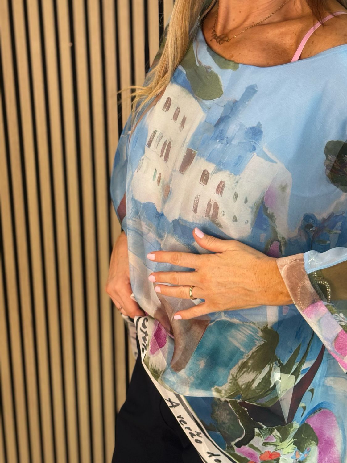 Cote D Azur Printed Oversized Top - Blue