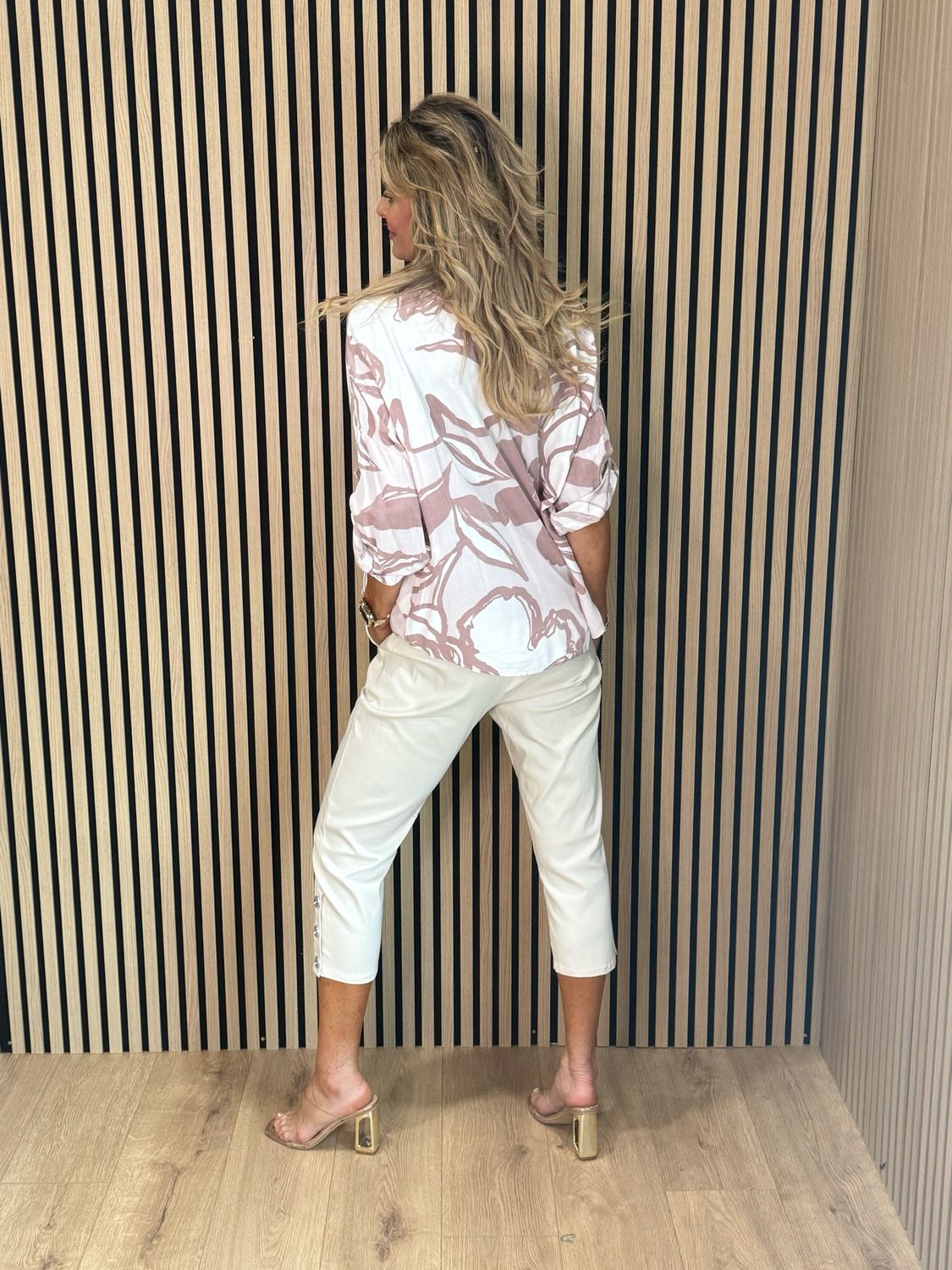 Abstract Print Cotton Shirt - Pink