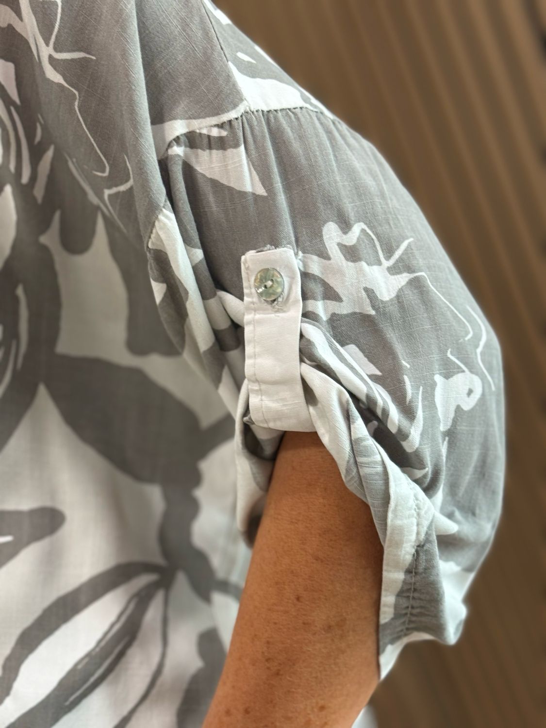 Abstract Print Cotton Shirt - Taupe