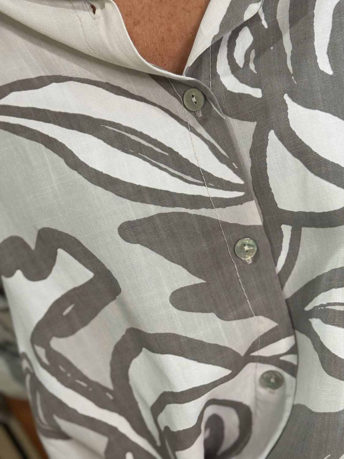 Abstract Print Cotton Shirt - Taupe