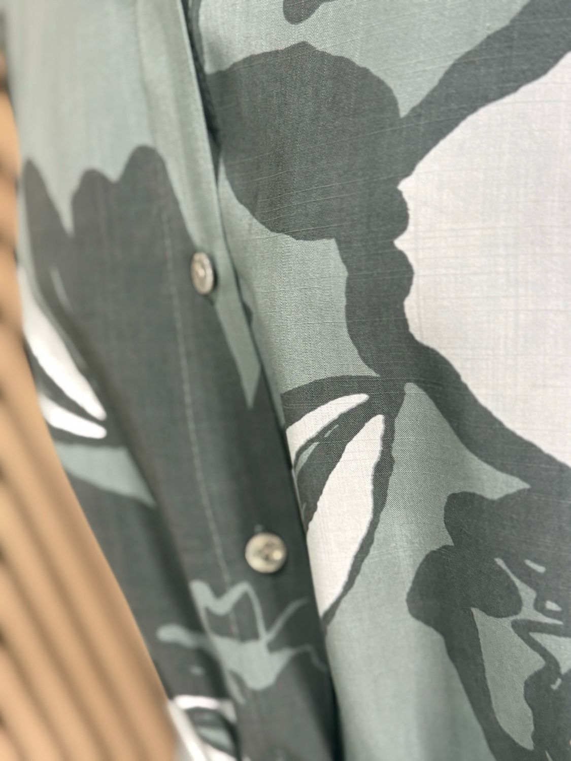 Abstract Print Cotton Shirt - Khaki