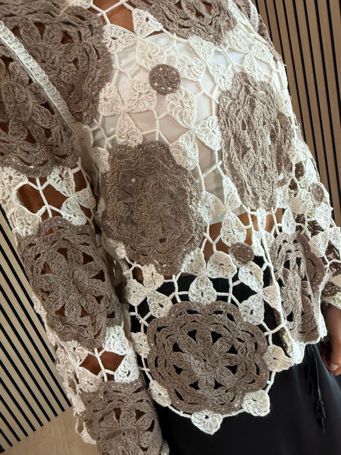 Crochet Cotton Top - Taupe
