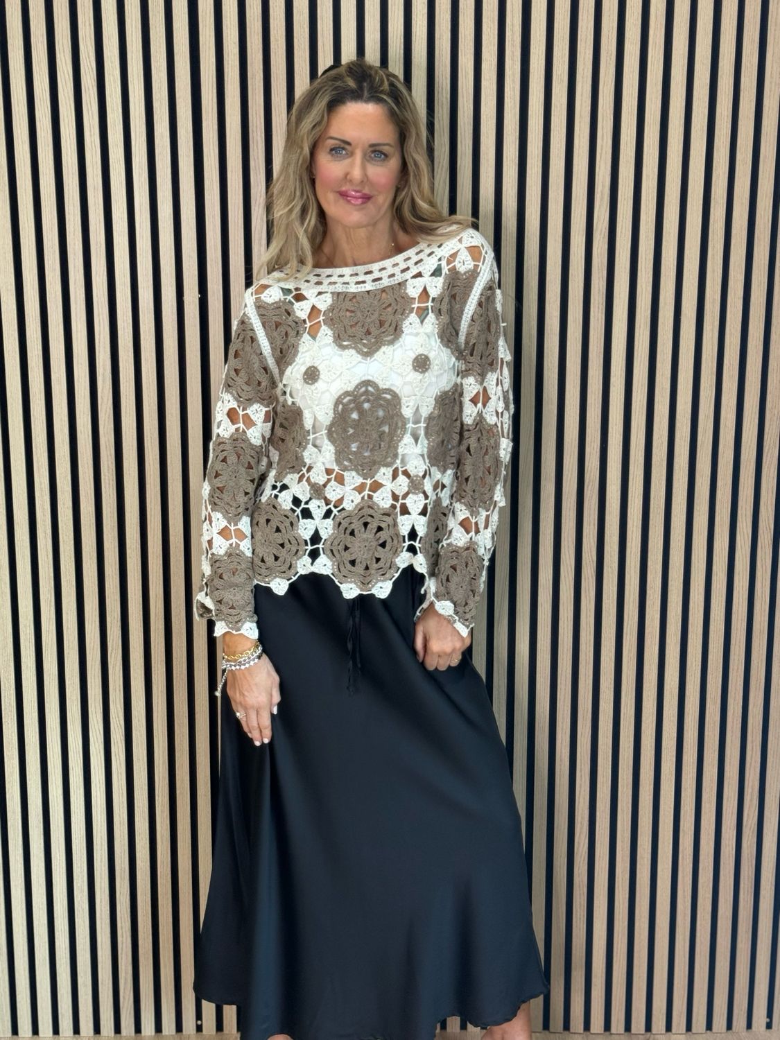 Crochet Cotton Top - Taupe