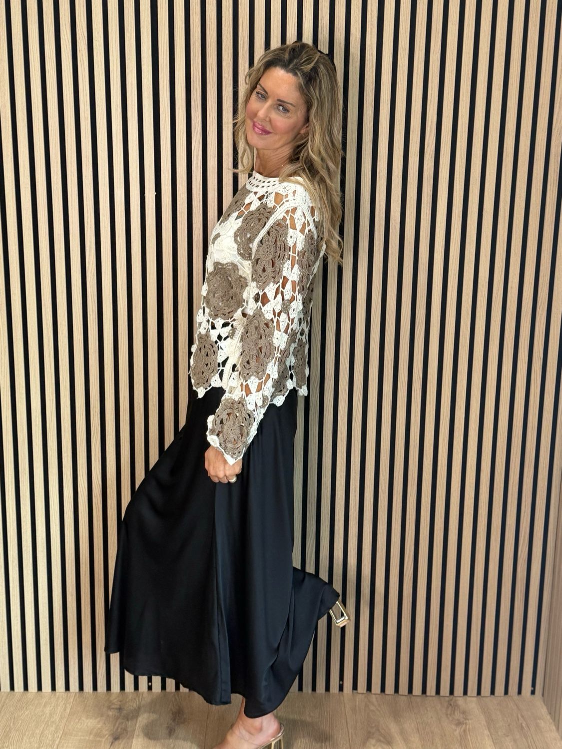 Crochet Cotton Top - Taupe