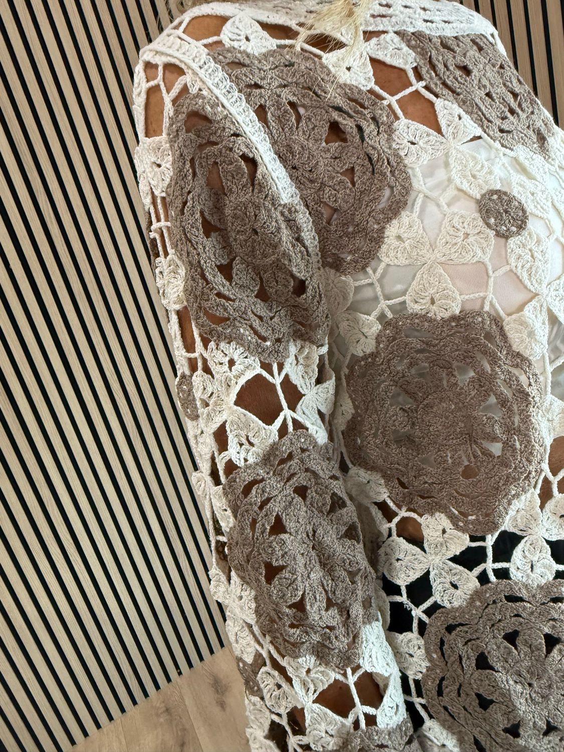 Crochet Cotton Top - Taupe