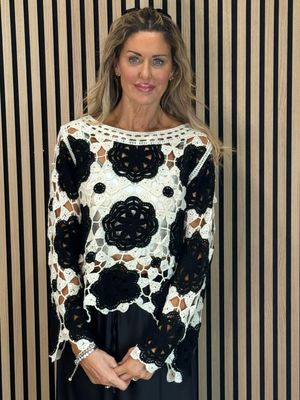 Crochet Cotton Top - Black