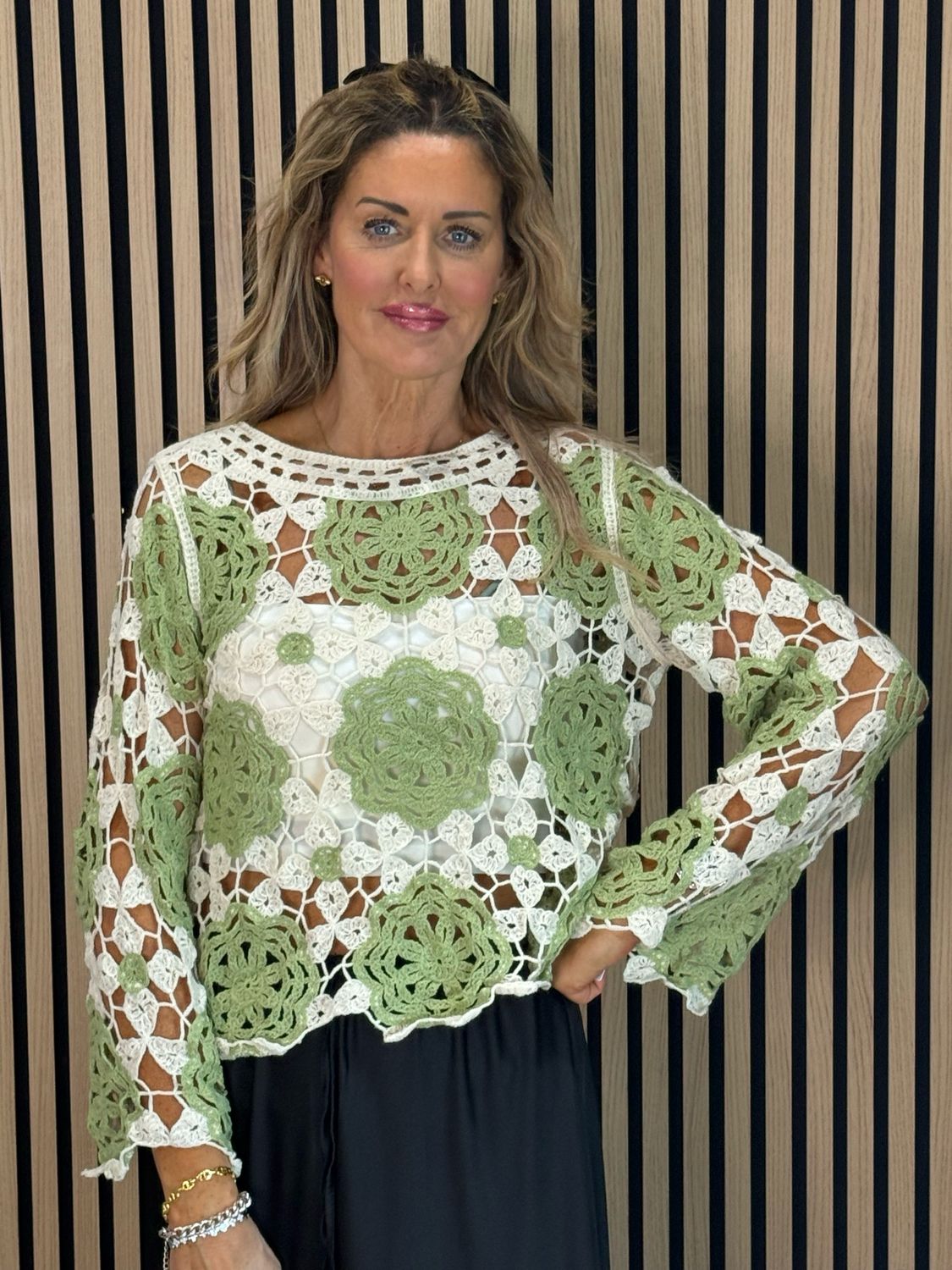 Crochet Cotton Top - Lime