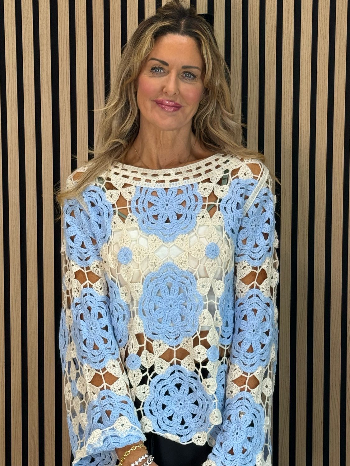 Crochet Cotton Top - Baby Blue