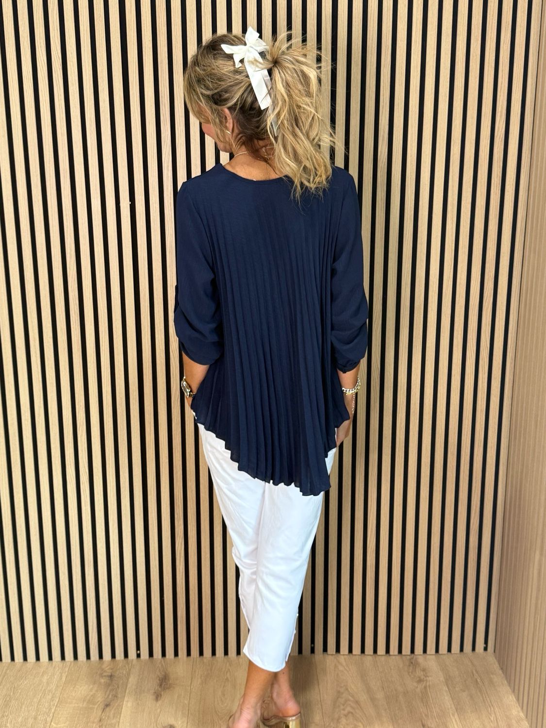Pleated Top - Navy