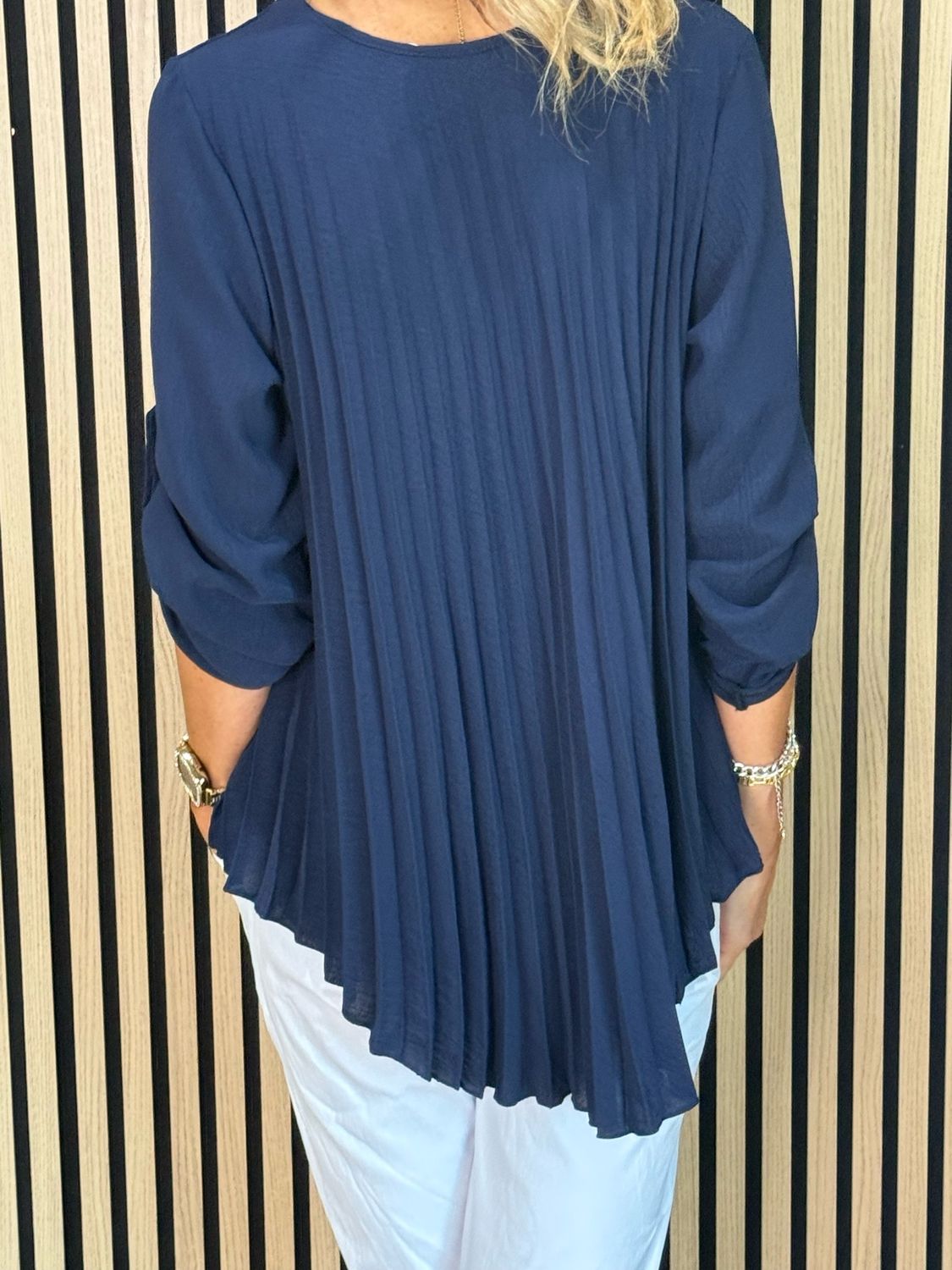 Pleated Top - Navy