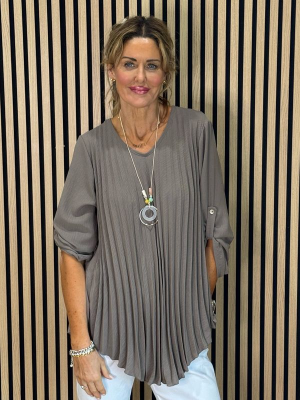 Pleated Top - Taupe