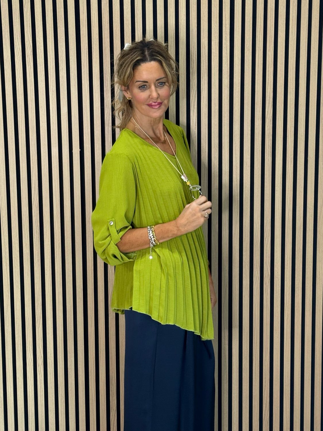Pleated Top - Lime