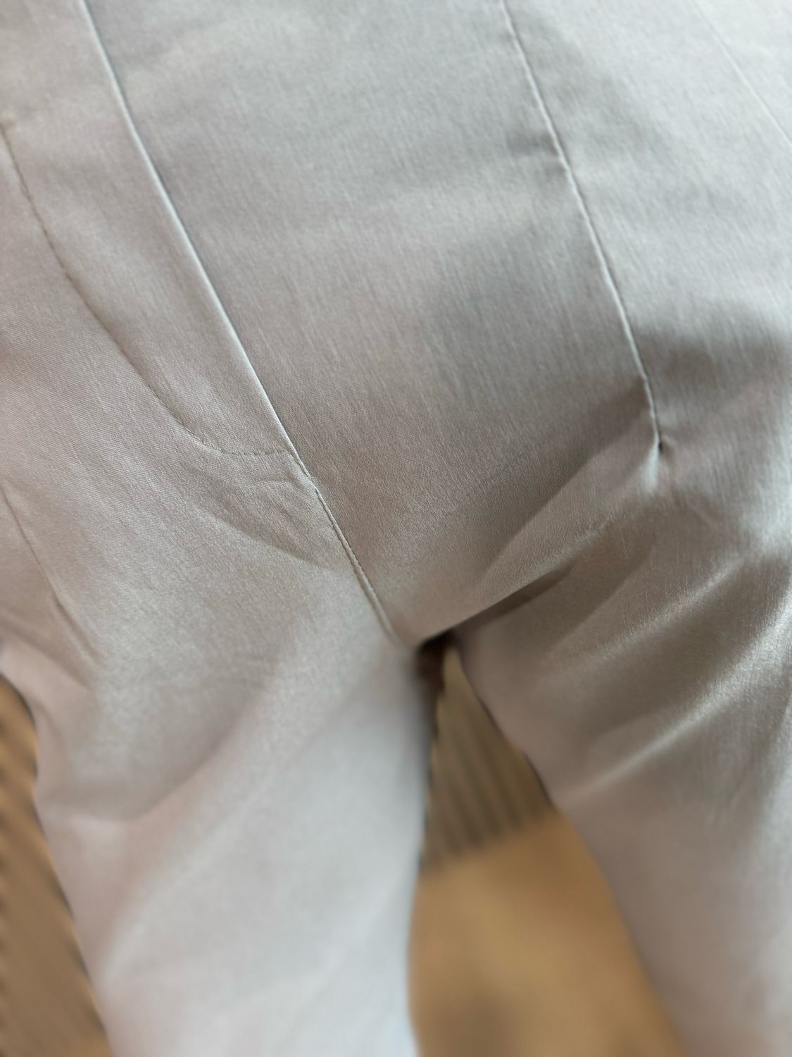 Button Detail Cropped Trousers - Stone