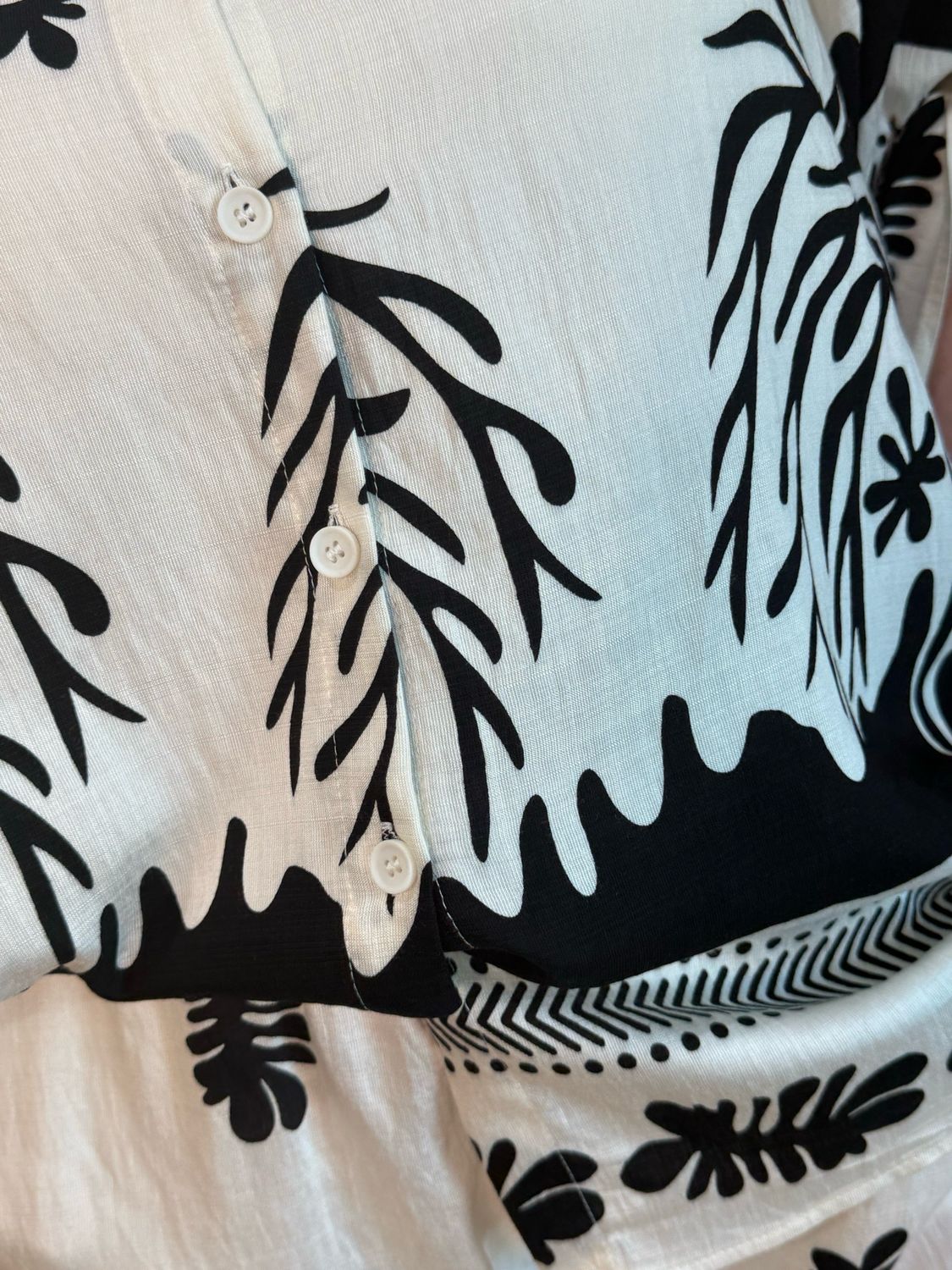 Monochrome Botanical Trouser Suit - Black/White