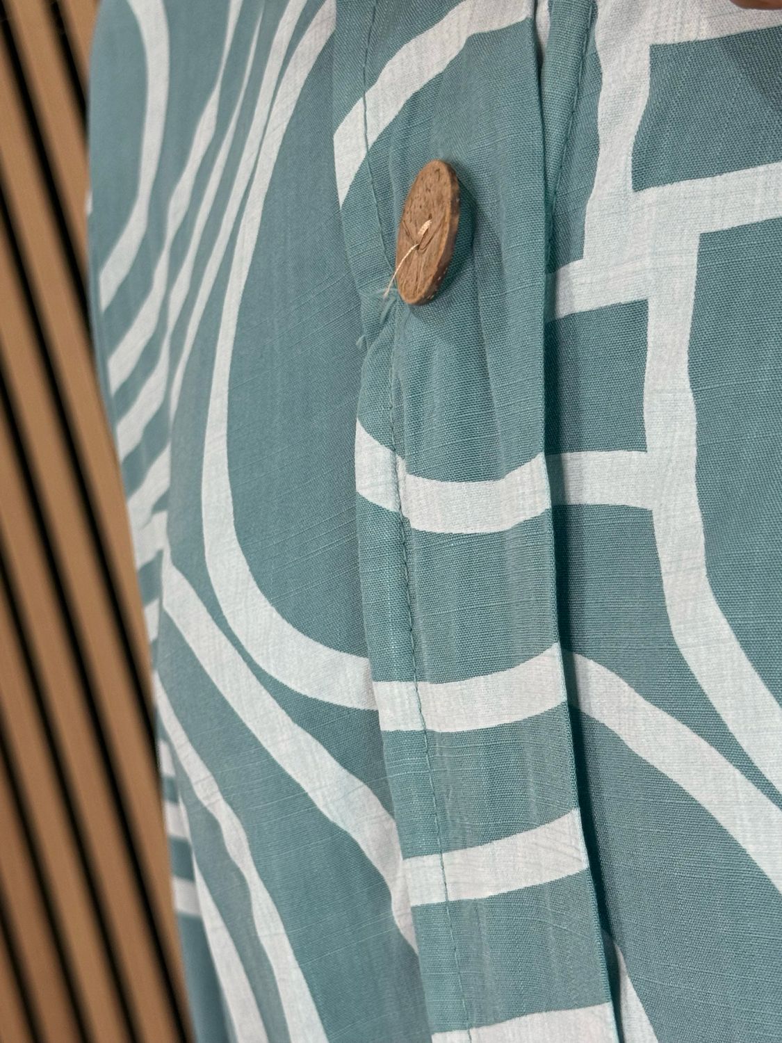 Geometric Print Cotton Top - Turquoise