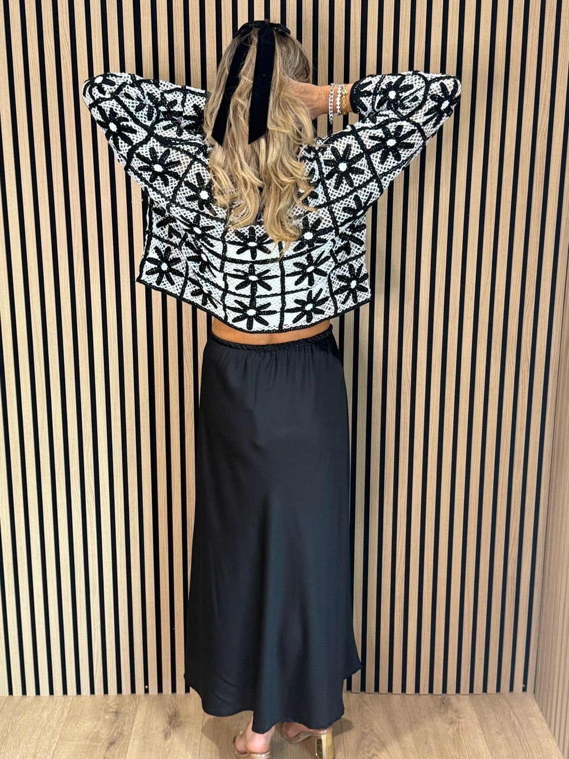 Floral Crochet Top - Black/White