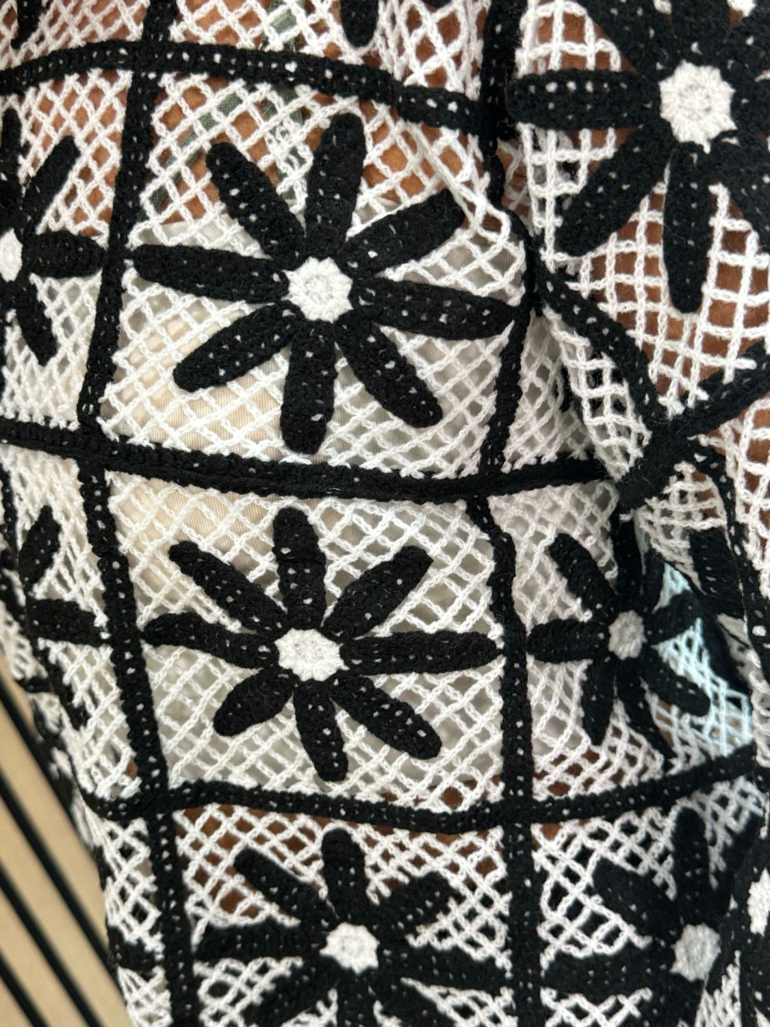 Floral Crochet Top - Black/White