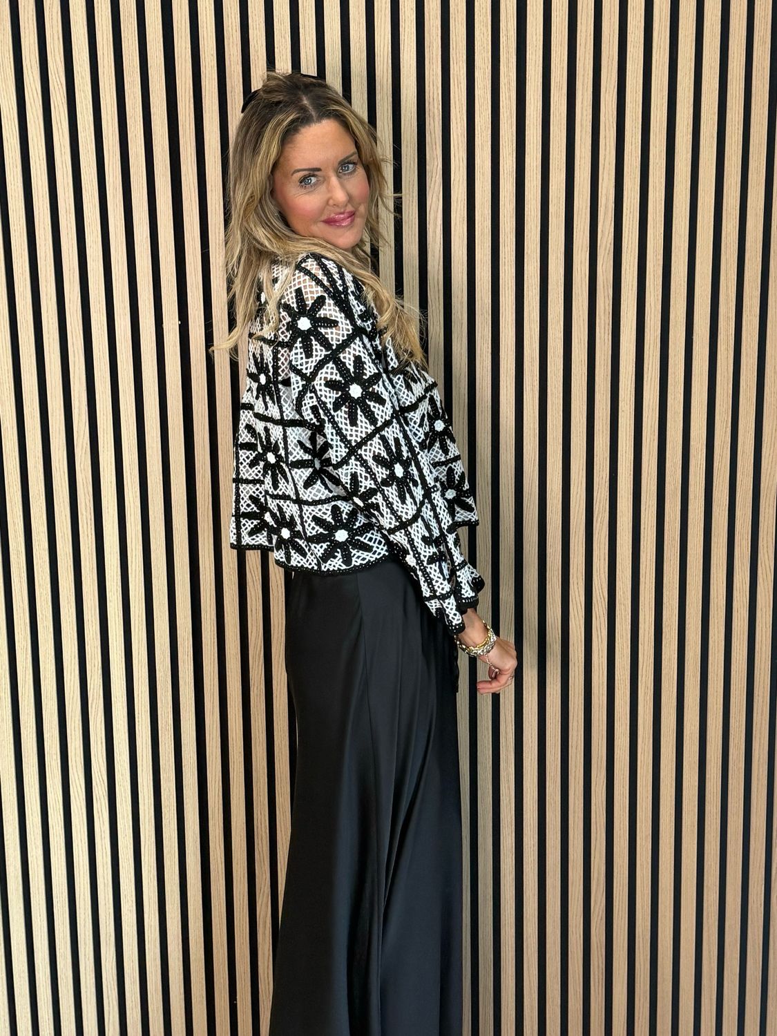 Floral Crochet Top - Black/White