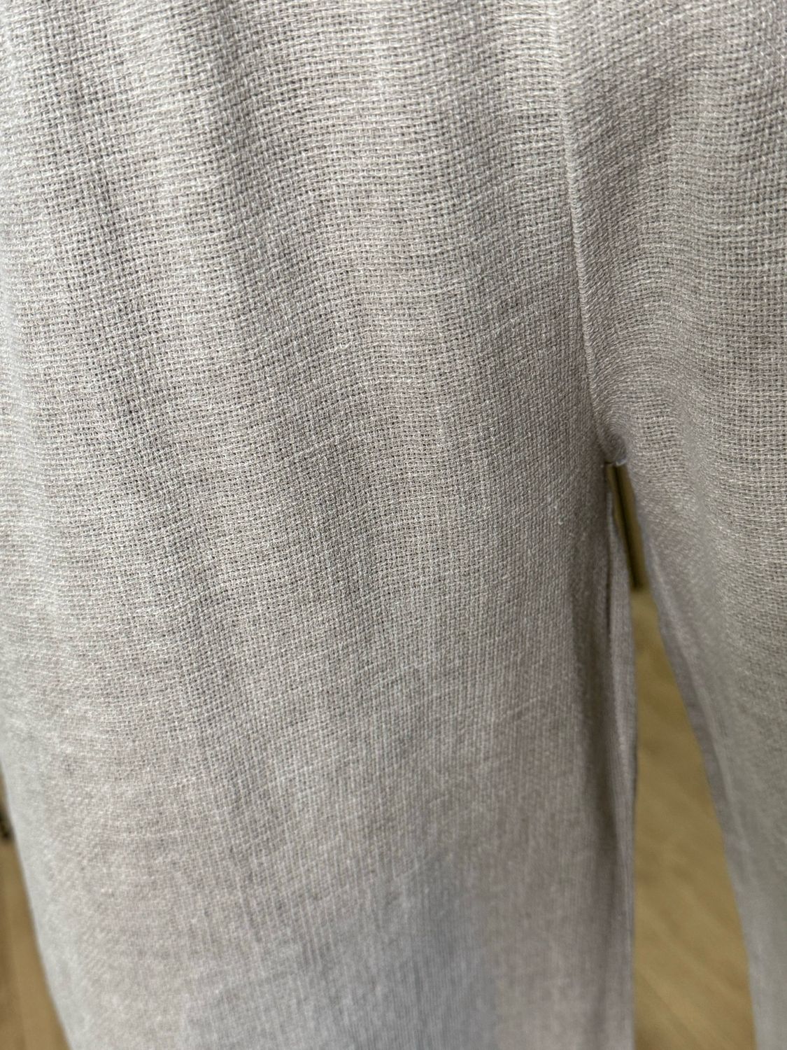 Linen Blend Wide Leg Trousers - Stone