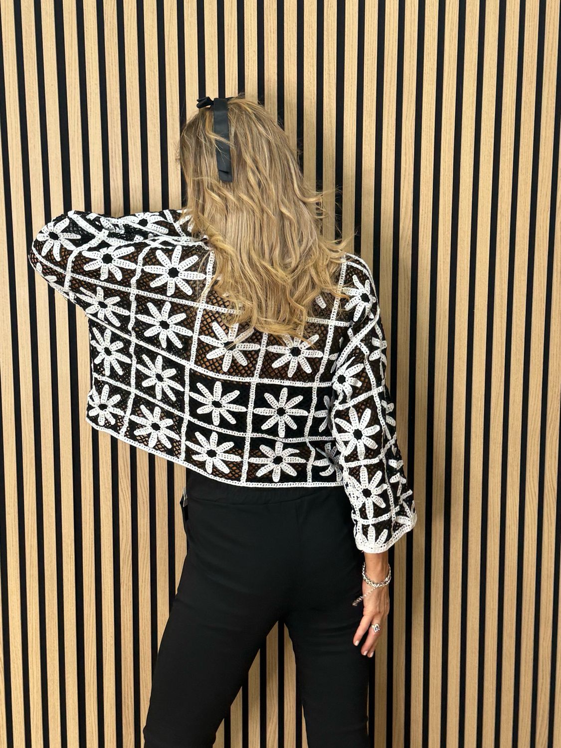 Floral Crochet Top - White/Black