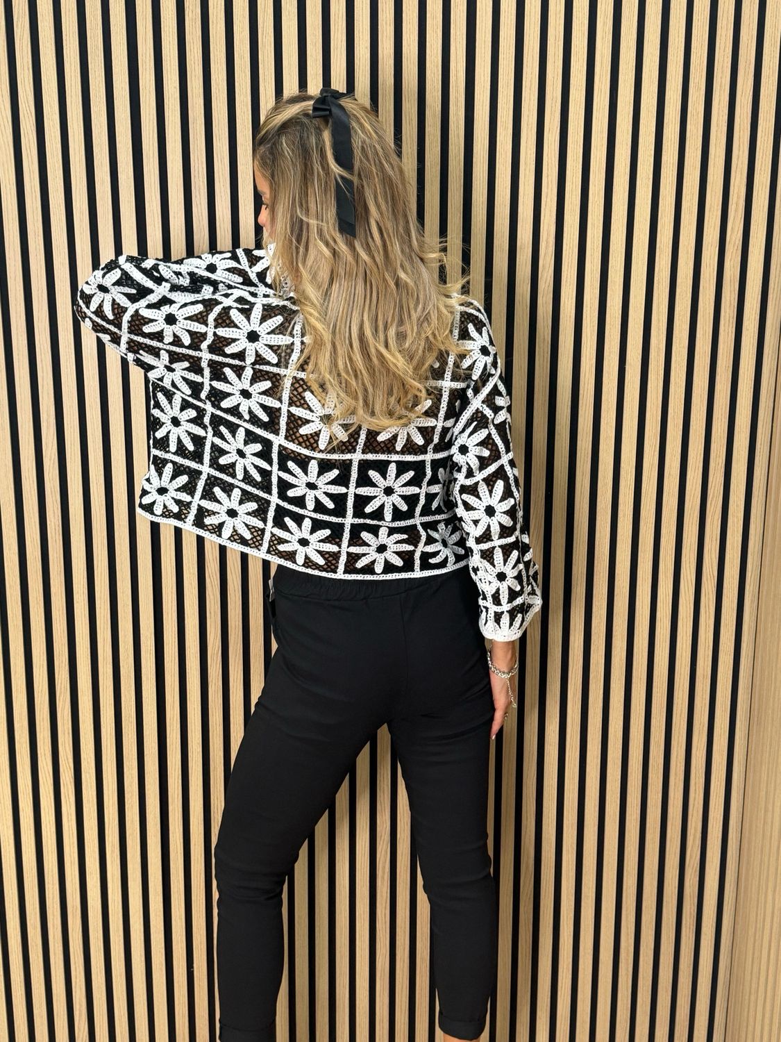 Floral Crochet Top - White/Black