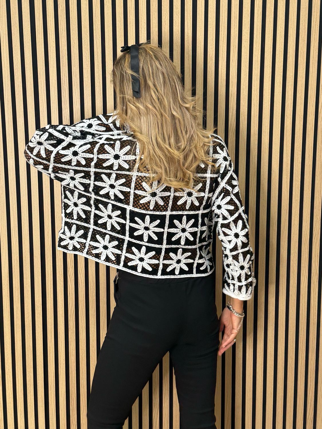 Floral Crochet Top - White/Black