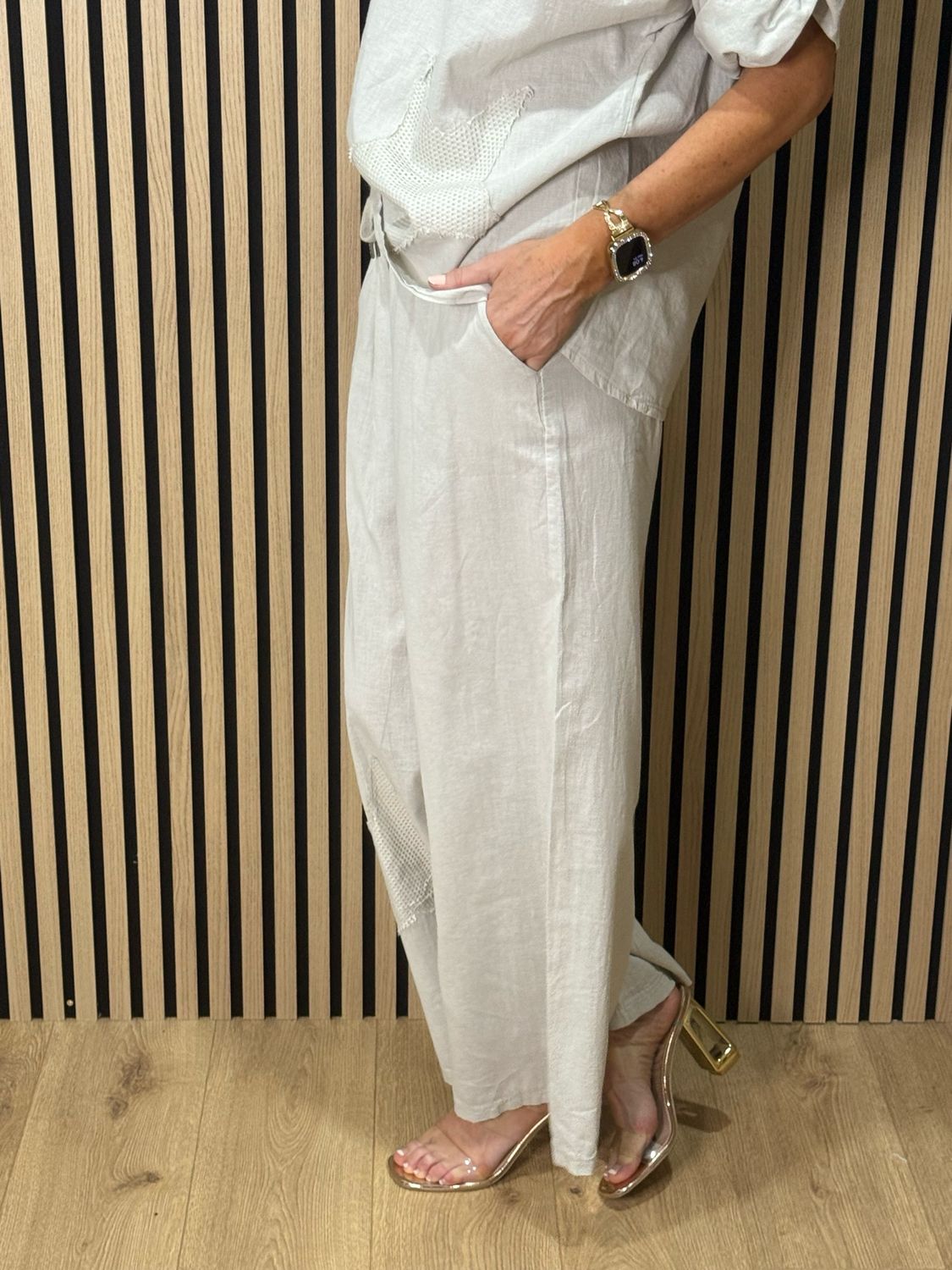 Star Detail Trouser Suit - Stone