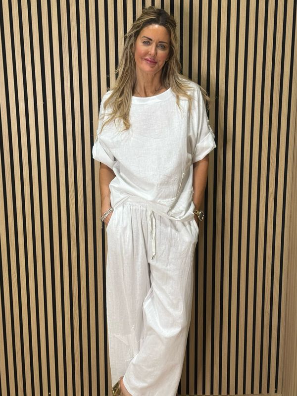 Star Detail Trouser Suit - White