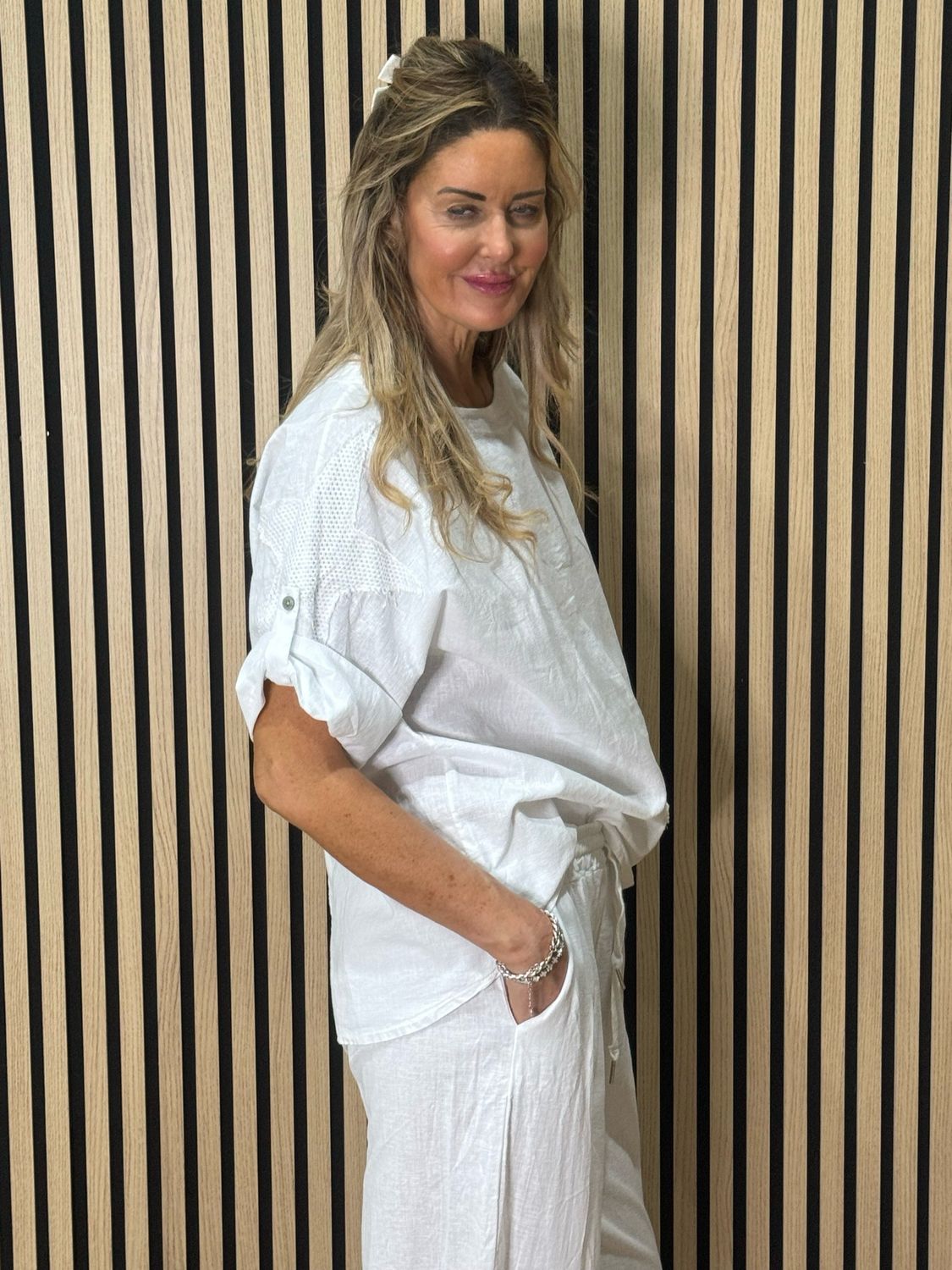 Star Detail Trouser Suit - White