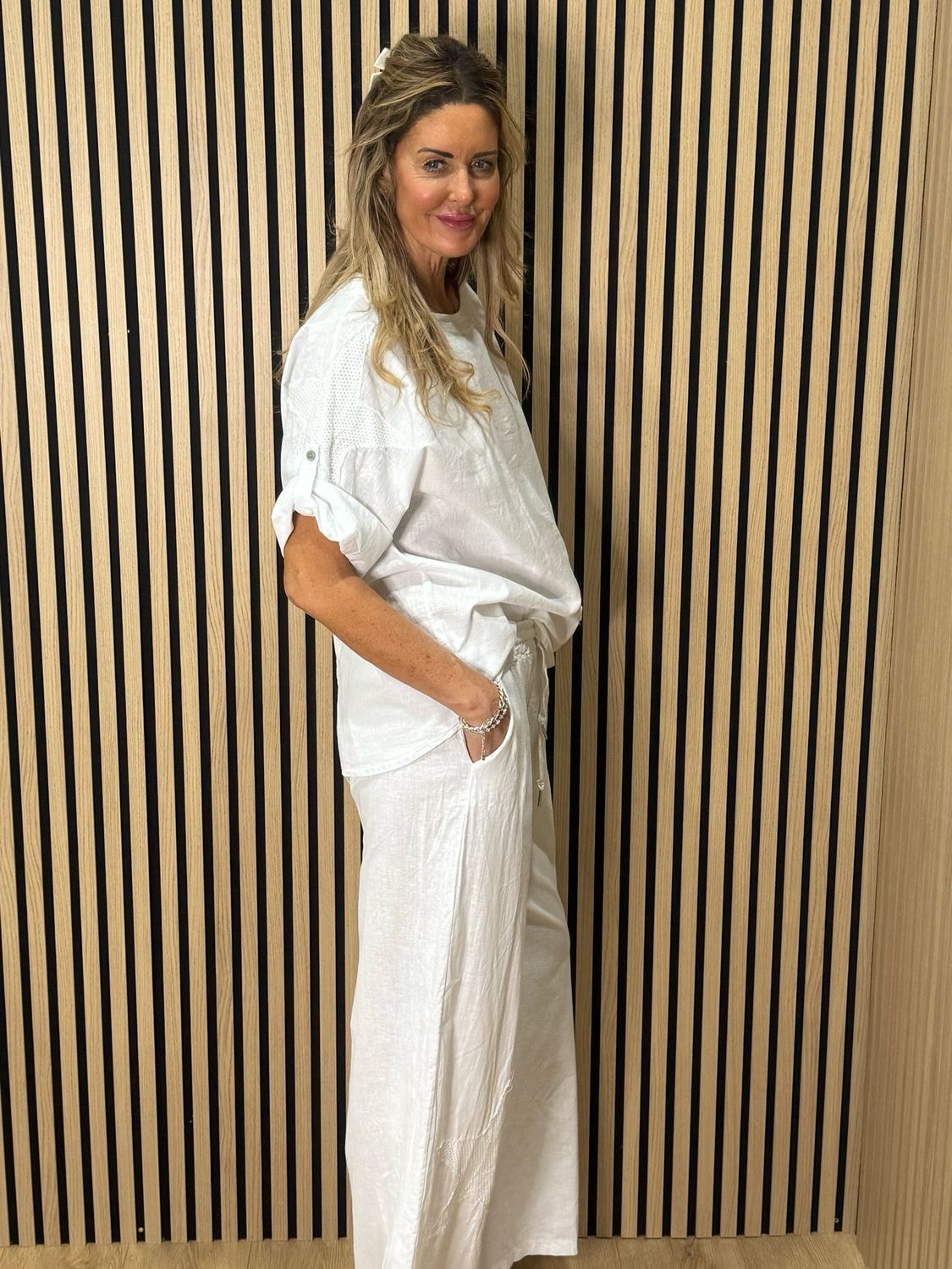 Star Detail Trouser Suit - White