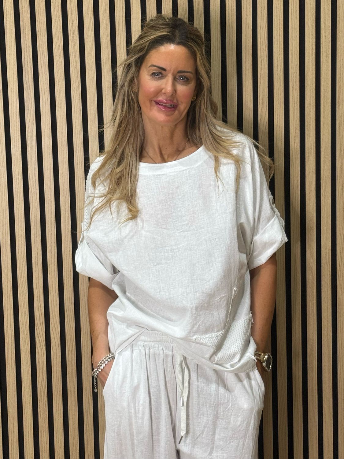 Star Detail Trouser Suit - White