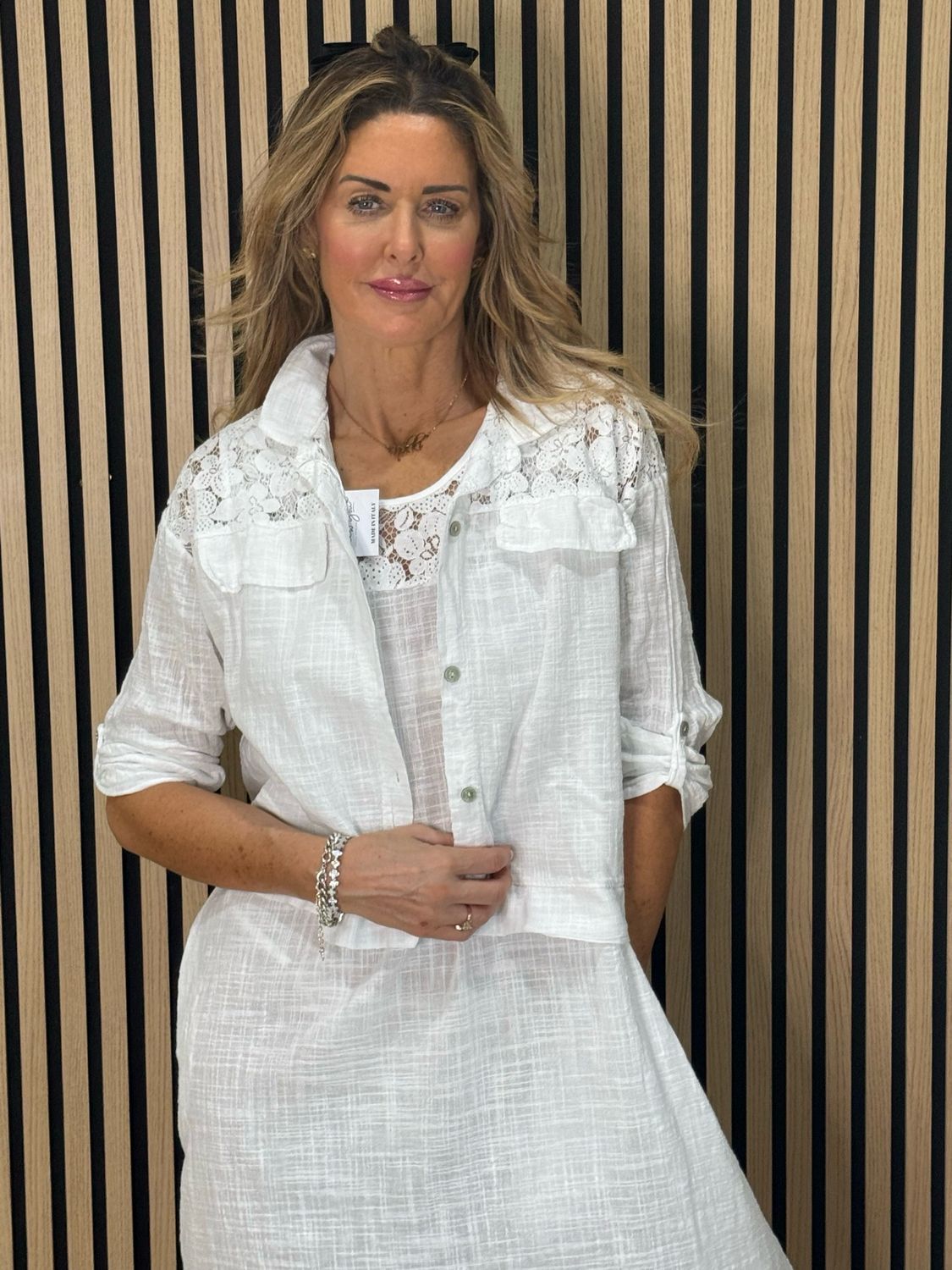 Lace Detail Co-Ord Dress Set - White