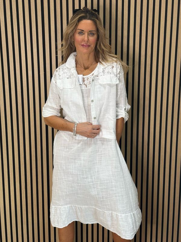 Lace Detail Co-Ord Dress Set - White