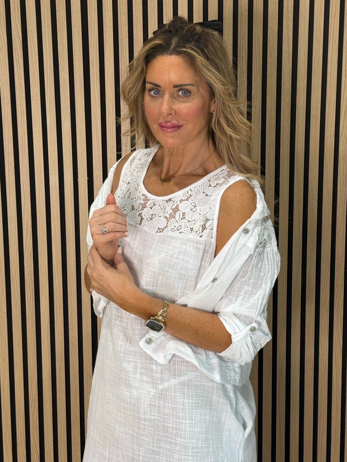 Lace Detail Co-Ord Dress Set - White