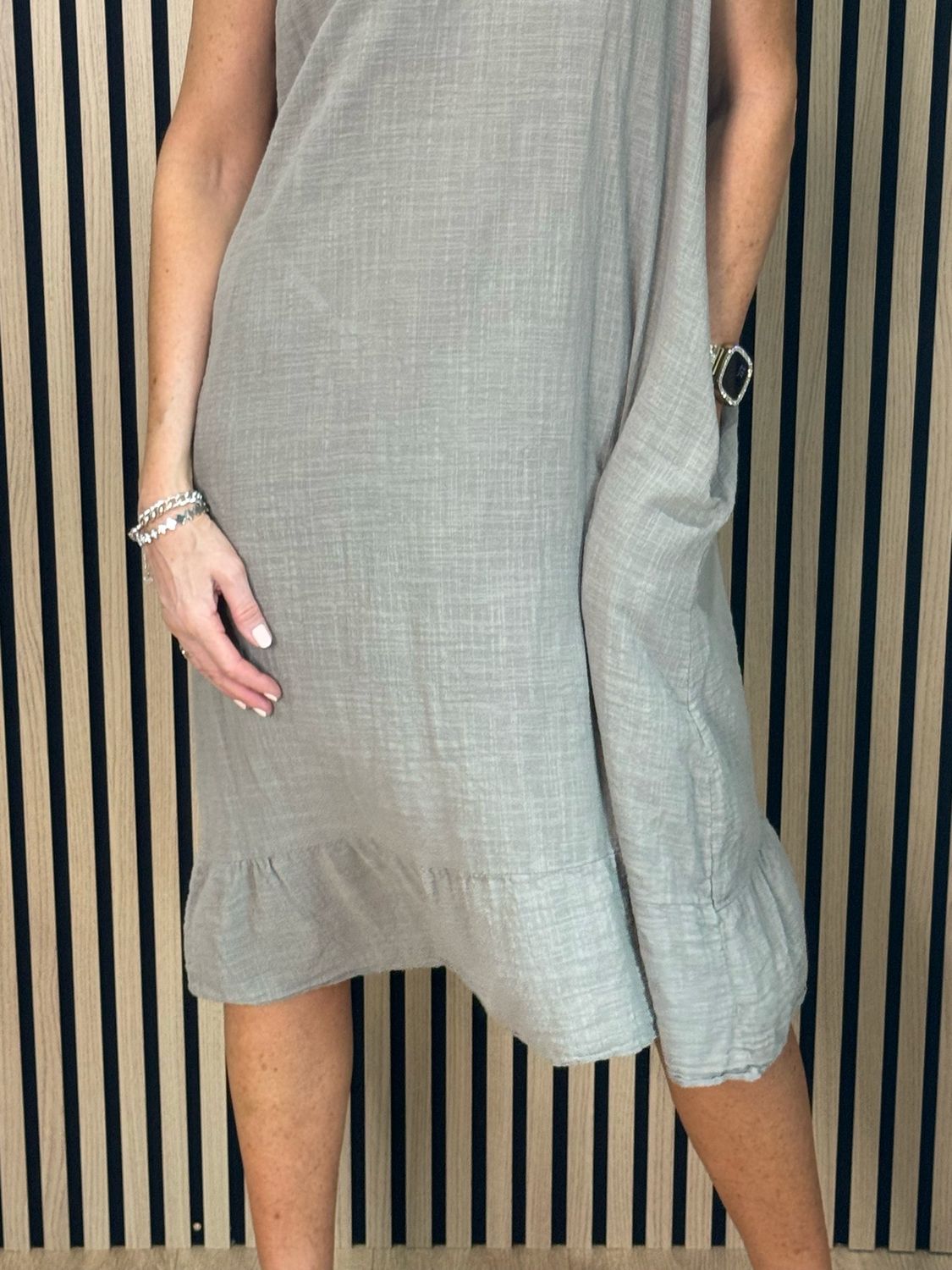 Lace Detail Co-Ord Dress Set - Taupe