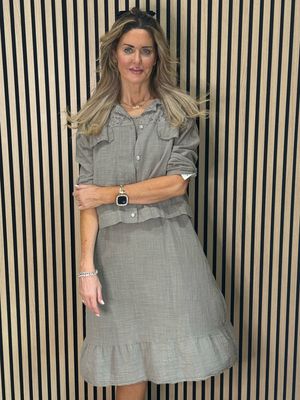 Lace Detail Co-Ord Dress Set - Taupe