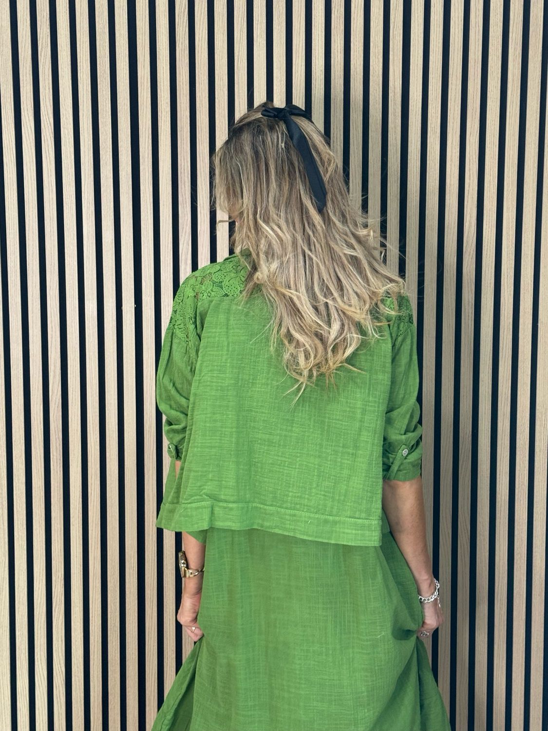 Lace Detail Co-Ord Dress Set - Green