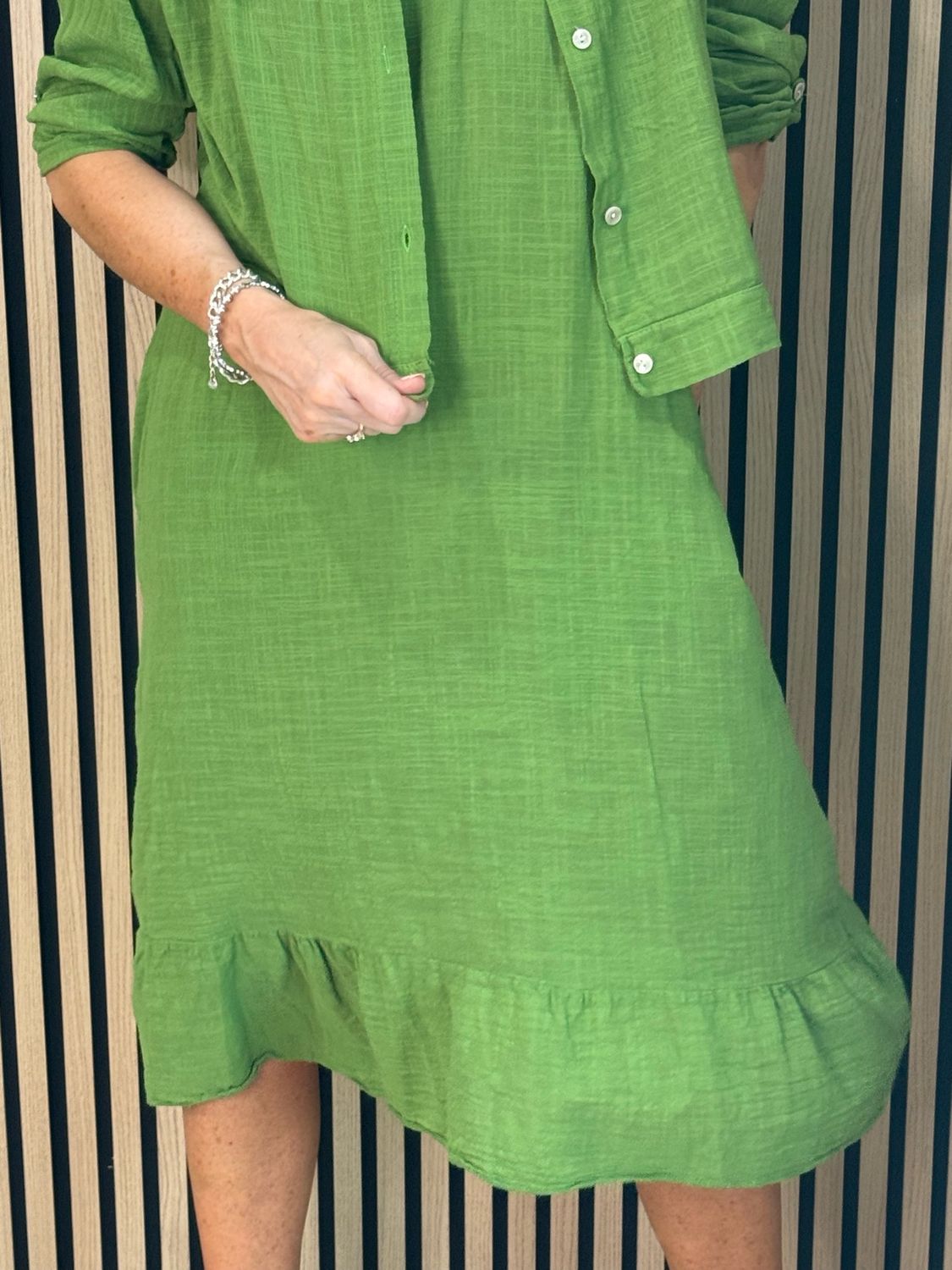 Lace Detail Co-Ord Dress Set - Green