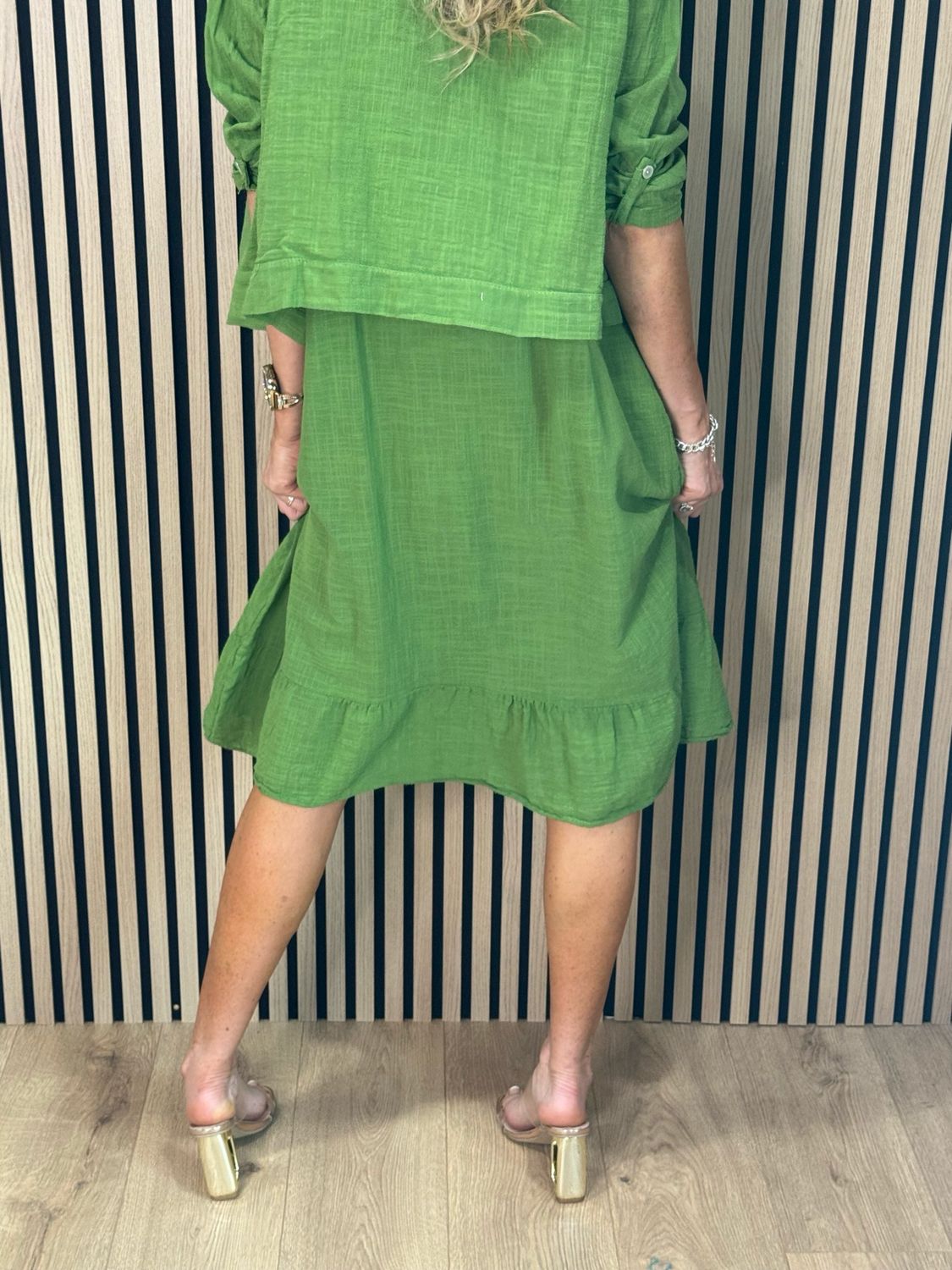 Lace Detail Co-Ord Dress Set - Green