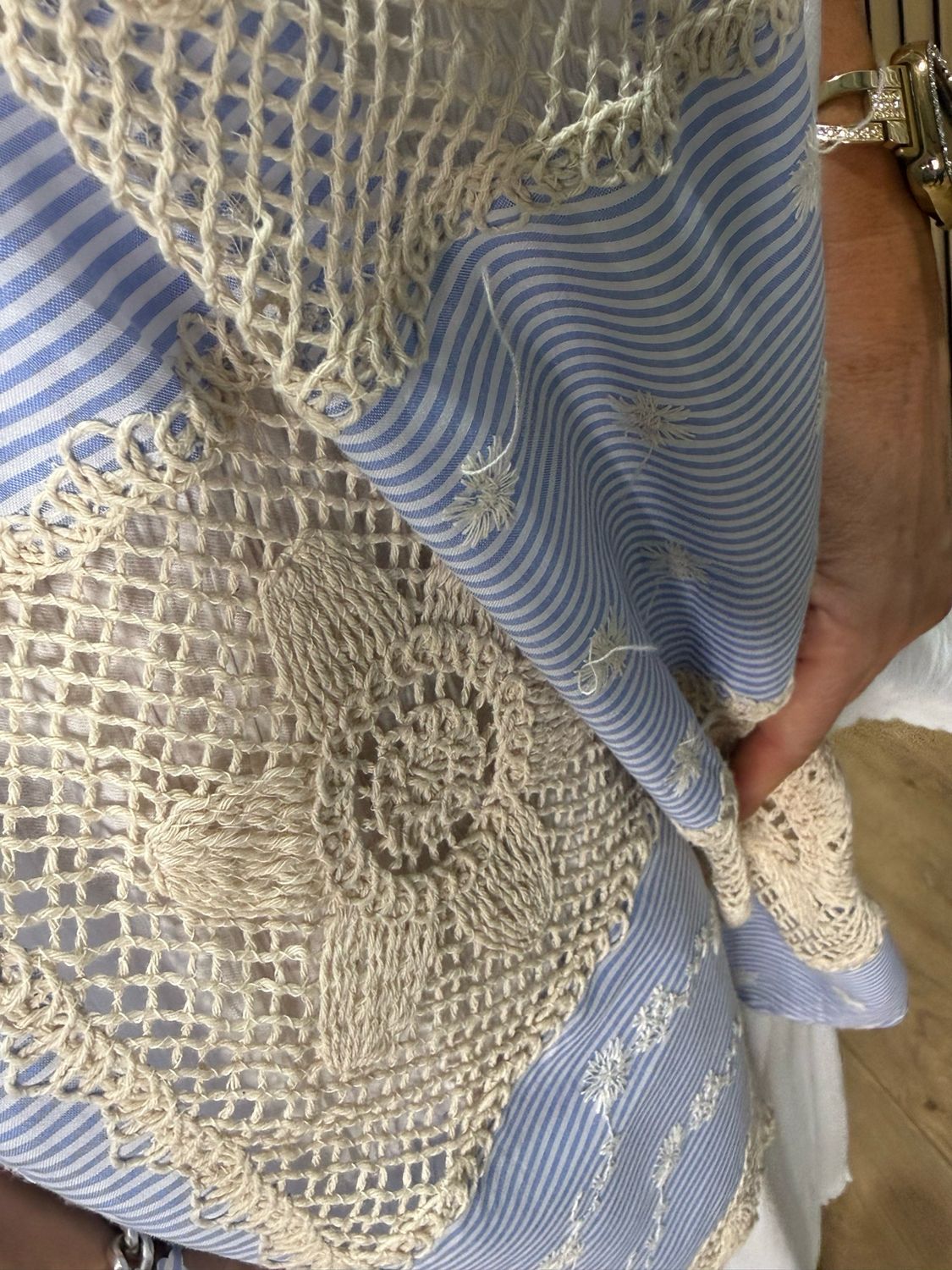 Crochet Patch Pullover Shirt - White