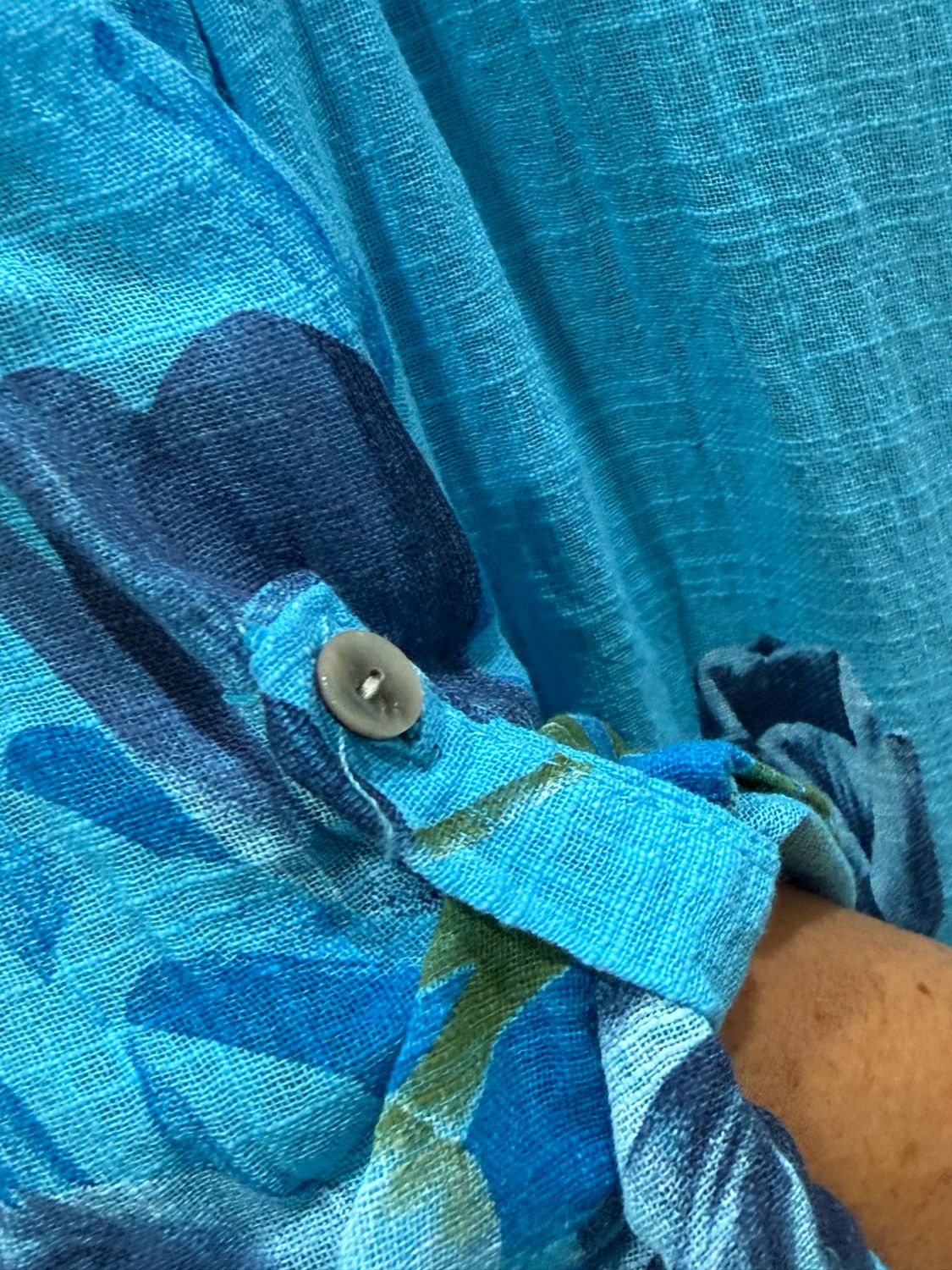 Tulip Print Shirt Dress - Aqua