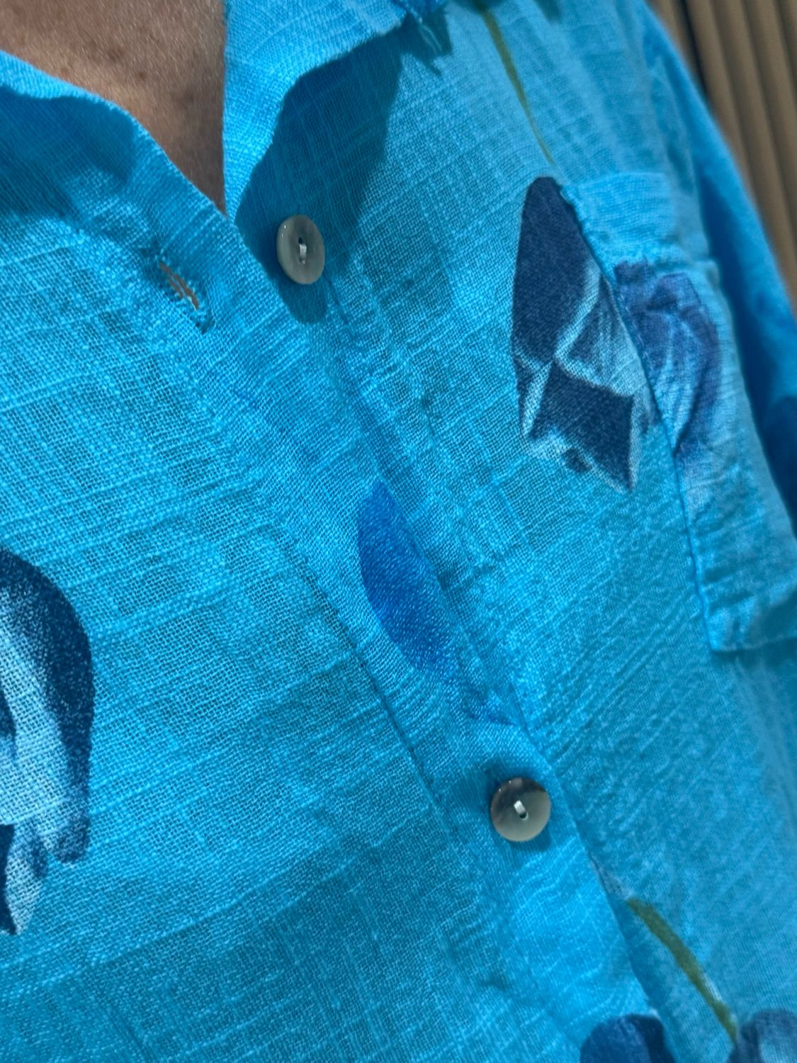 Tulip Print Shirt Dress - Aqua