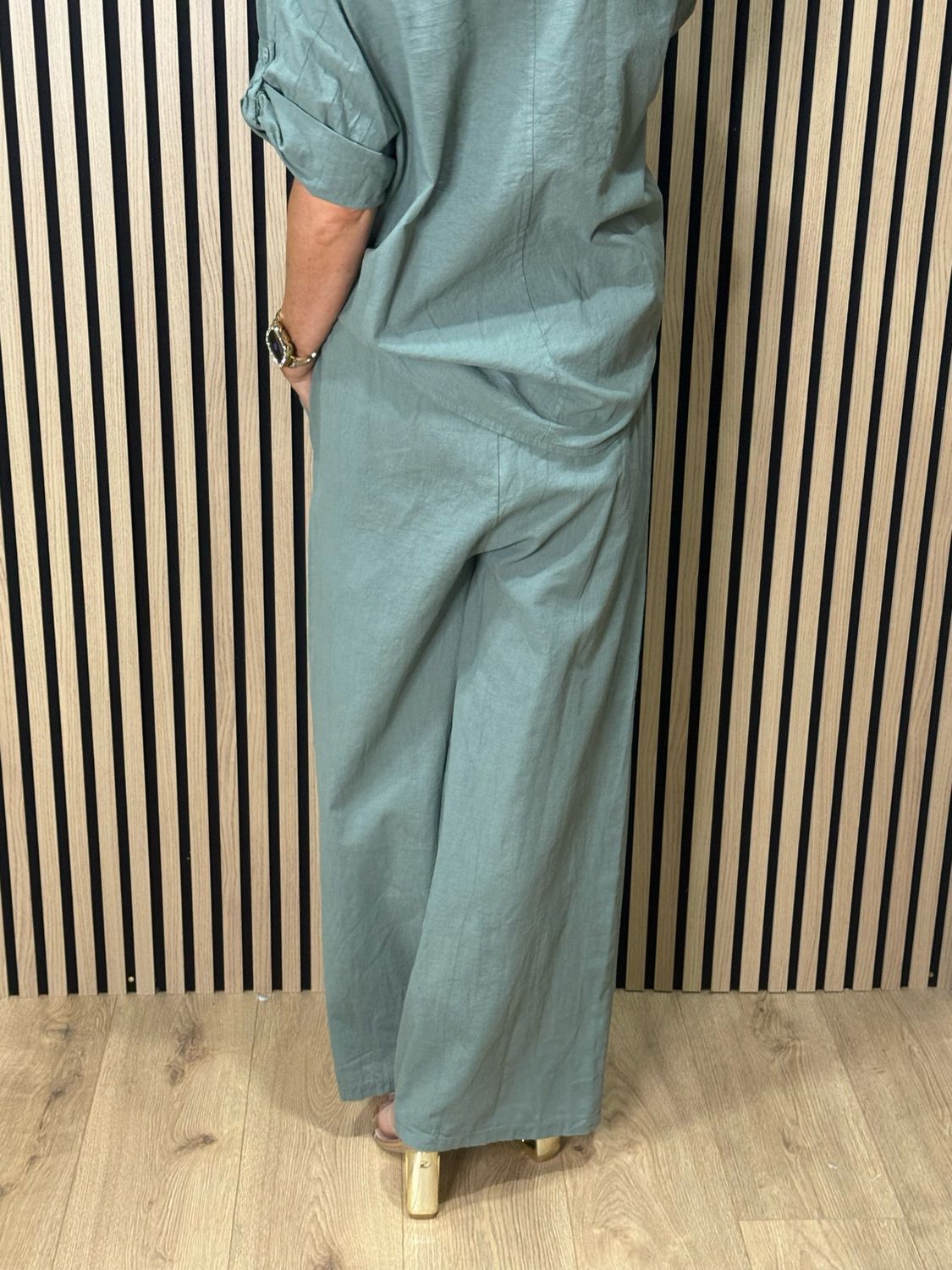 Star Detail Trouser Suit - Khaki