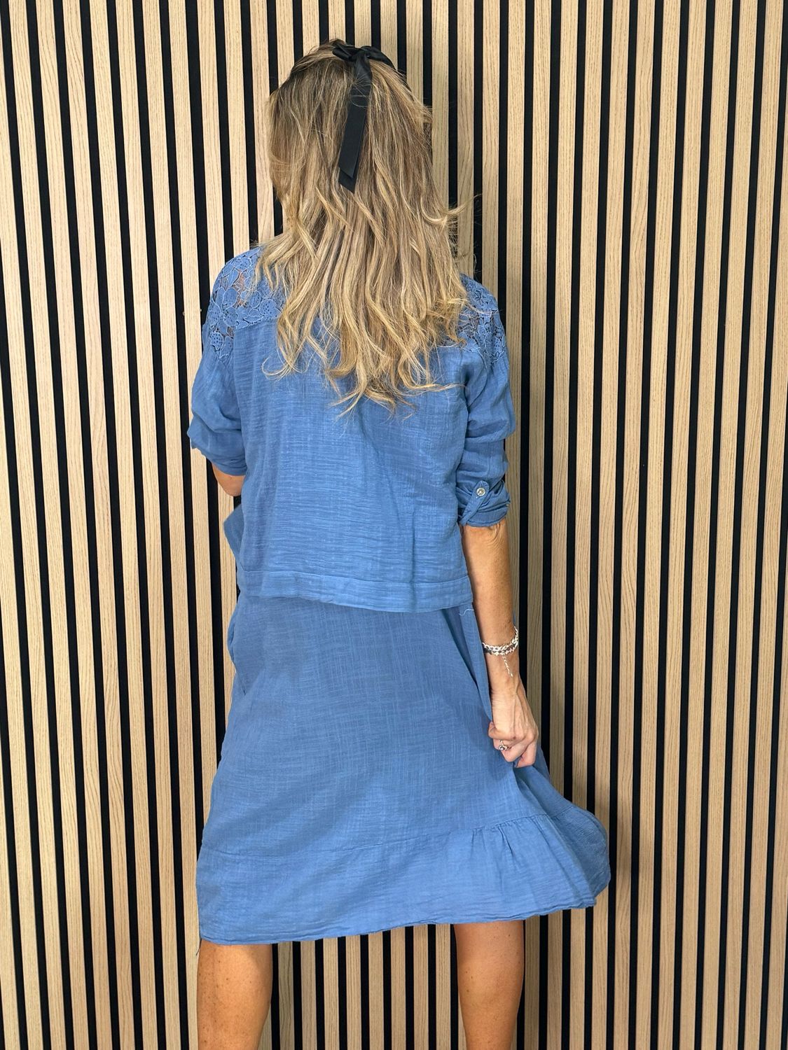 Lace Detail Co-Ord Dress Set - Blue