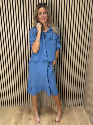 Lace Detail Co-Ord Dress Set - Blue